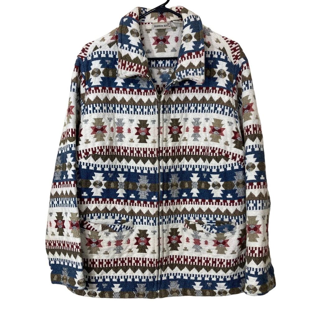 Boho Southwestern Aztec Zip Jacket Women’s 18/20W Cotton Knit Western Style